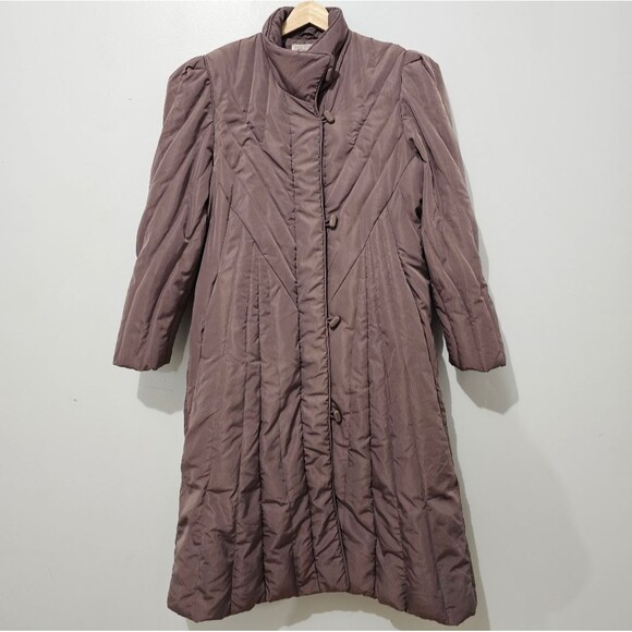 Vintage - Nelson Hall - Coat Puffer Down Quilted Long - Size M - Mauve - Picture 1 of 12